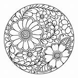 Outline Coloring Round Floral Pattern Vector Book Premium Pages Freepik Choose Board sketch template