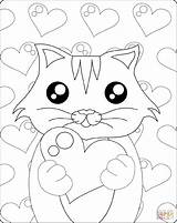Coloring Pages Valentines Kitten Heart St Cute Printable Hearts Dot Print Popular sketch template