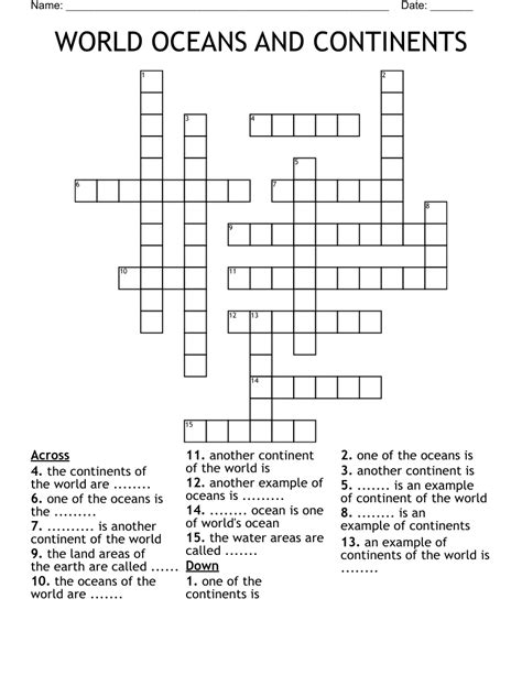 continents printable puzzle printable crossword puzzles images