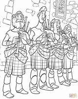 Coloring Pages Bagpipe Players Printable sketch template