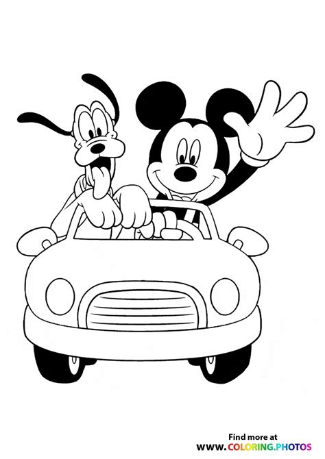 mickey mouse driving goofy coloring pages  kids