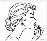 Makeup Coloring Lipstick Girl Pages Drawing Draw Nail Accessories Polish Lip Getdrawings Gif Mirror Popular sketch template
