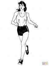 Runner Marathon Woman Coloring Pages Online Printable Color sketch template