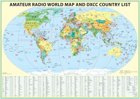24x36 Ham Radio World Map 2018 Edition With The Dxcc Country List For