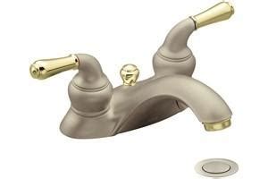 moen monticello stp satinepolished brass  centerset faucet  pop  affordablefaucets