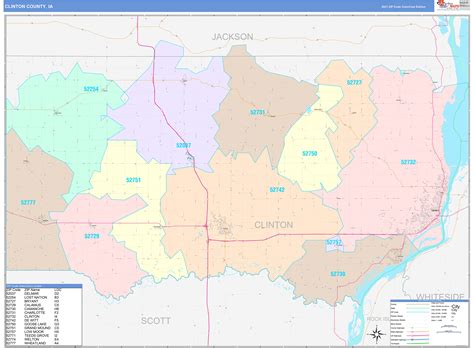 clinton county ia wall map color cast style  marketmaps
