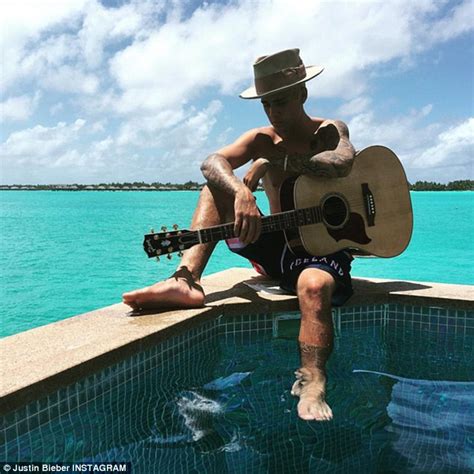 justin bieber spends time with hailey baldwin after naked swim with jayde pierce in bora bora