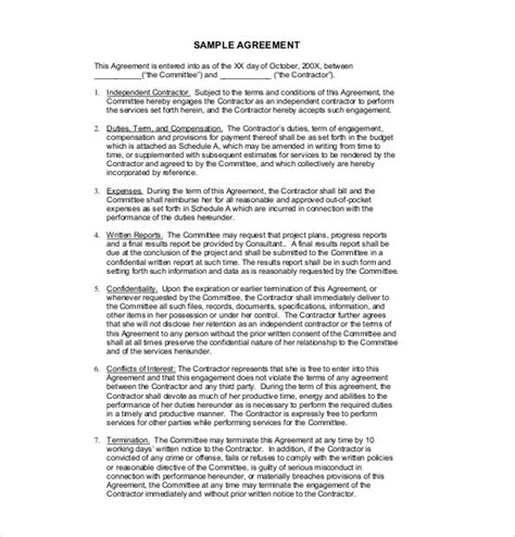 contract agreement templates word  pages