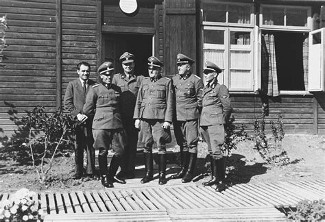 Group Portrait Of Ss Officers In Front Of A Barrack In The