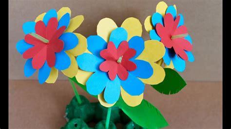 easy paper craft    paper flowers youtube