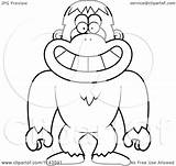 Bigfoot Sasquatch Smiling Cartoon Outlined Coloring Clipart Vector Cory Thoman Regarding Notes sketch template