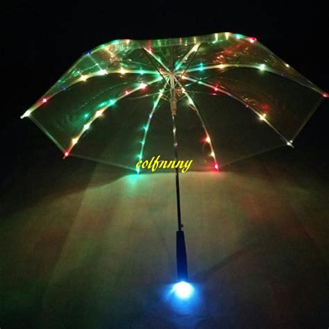 coloful led umbrella led luminous transparent flashlight umbrella   flash light