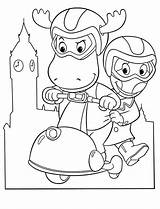 Backyardigans Coloring Tyrone Uniqua Scooter Ride sketch template