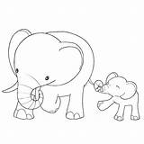 Elephant Baby Coloring Pages Cute Mother Animaux Mom Coloriage Savane Color Drawing Colouring La Animals Elephants Shower Cahier Print Caprices sketch template