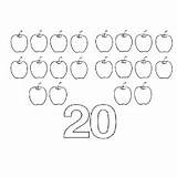 Coloring Number Pages Color 20 Apples Printable Momjunction Ones Learn Easy Little sketch template