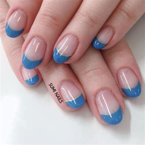blue french nail french nails nails gel nails