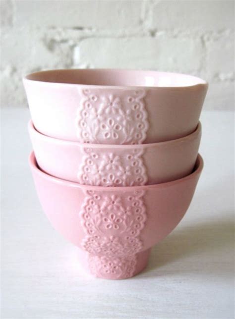 pink bowls wwwdomesticpeacockcom pretty  pink pink love perfect