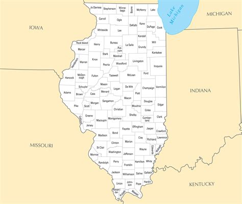 large administrative map  illinois state illinois state large