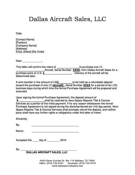 sample letter  intent  purchase commercial property