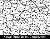 Kawaii Clouds Colouring sketch template