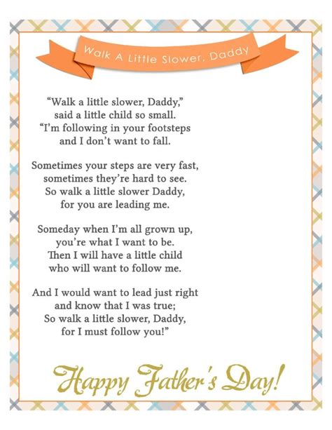 walk   daddy poem printable