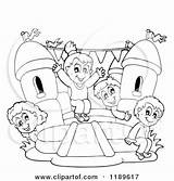 Castle House Bouncy Clipart Children Playing Cartoon Vector Outlined Happy Visekart Drawing Royalty Bounce Coloring Sheet Getdrawings Illustration sketch template