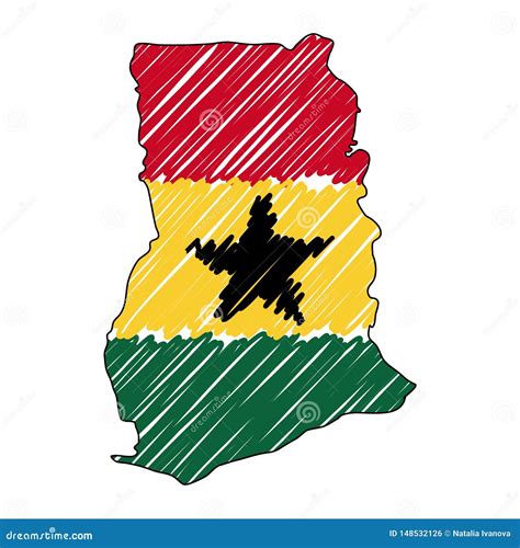 ghana map hand drawn sketch vector concept illustration flag childrens drawing scribble map