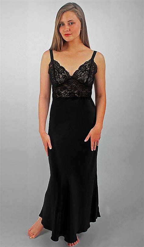 Women S Colette 100 Silk Charmeuse Black Nightgown By Linda Hartman