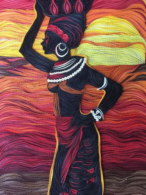 Black Woman Quilling Wall Art Picture Original Handmade