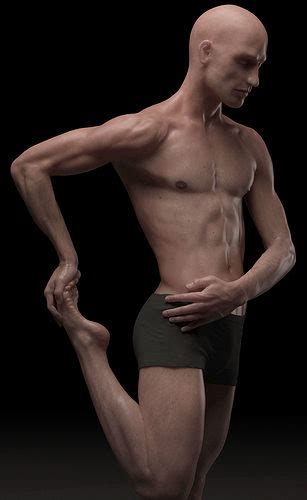hyper realistic human male ballet dancer stretching 3d