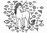 Coloring Pages Evil Eye Unicorn Scary Eyes sketch template