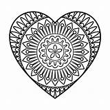 Mandala Heart Coloring Pages Simple Outline sketch template