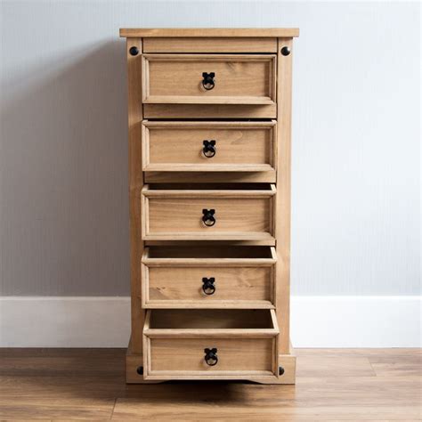 corona  drawer narrow chest solid pine mexican furniture