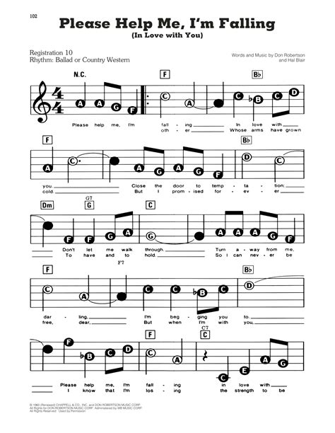Please Help Me I M Falling In Love With You Sheet Music Hank