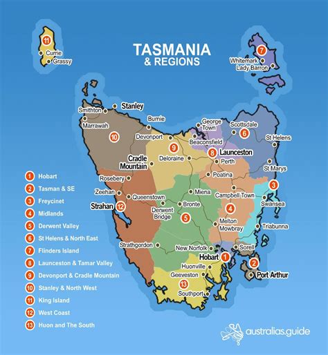 map  tasmania tasmania australias guide oceania