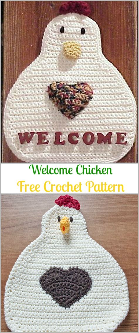 crochet chicken potholder  patterns easter table