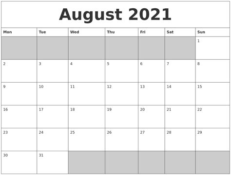 august  blank printable calendar