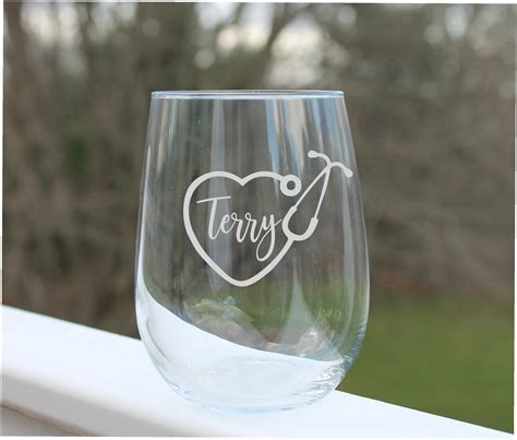 personalized stemless wine glasses nursing wine glasses etched wine glass nursing gift