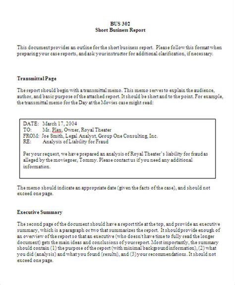 business reports samples  master  template document