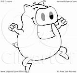 Jumping Pig Outlined Coloring Clipart Cartoon Vector Regarding Notes sketch template