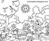 Coloring Smurfs Smurf Teenagers Misplaced Smurfy sketch template