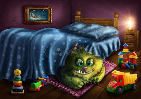 green monster under the bed stock illustration illustration of green illustration 59207739