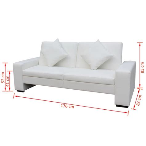 Vidaxl White Artificial Leather Sofa Bed Couch Seater