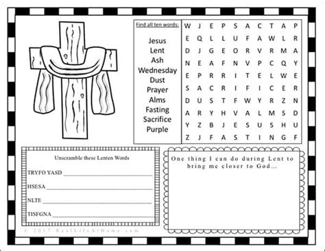 ash wednesday  lent activity page printable real life  home