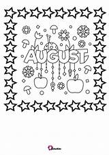 Coloring August Summer Month Name Bubakids Printable sketch template