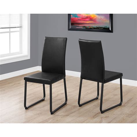 Faux Leather Metal Contemporary Dining Chairs Set Of Black 2 Free