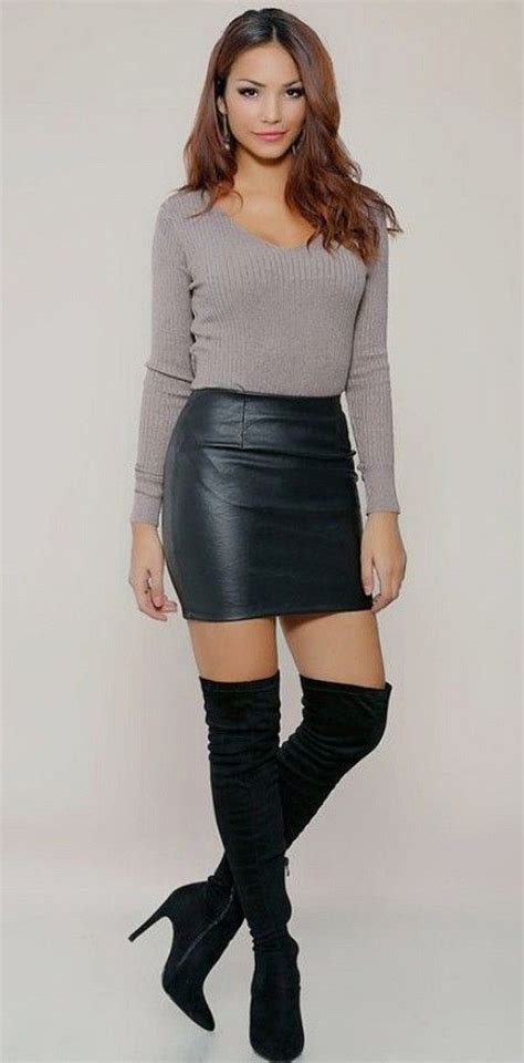 pin by lucien on over the knee boots black leather mini skirt mini