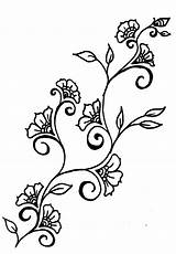 Vine Flowers Pages Coloring Flower Vines Drawing Line Colouring Drawings Clipart Simple Easy Designs Henna Tattoo Border Tattoos Cool Colour sketch template