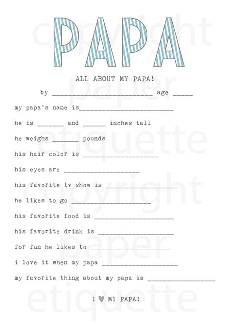 papa  printable printable templates