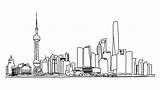 Shanghai Outline Drawing City Sketch Skyline Animation Hand Drawn Down Panorama Hong Kong 4k Vector Frankfurt Illustration Stock Build Clip sketch template